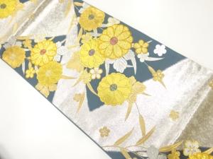 菊梅模様織出し袋帯